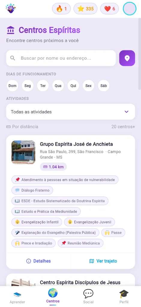 Busca de Centros Espíritas